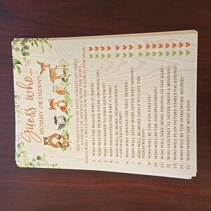 Baby shower card game